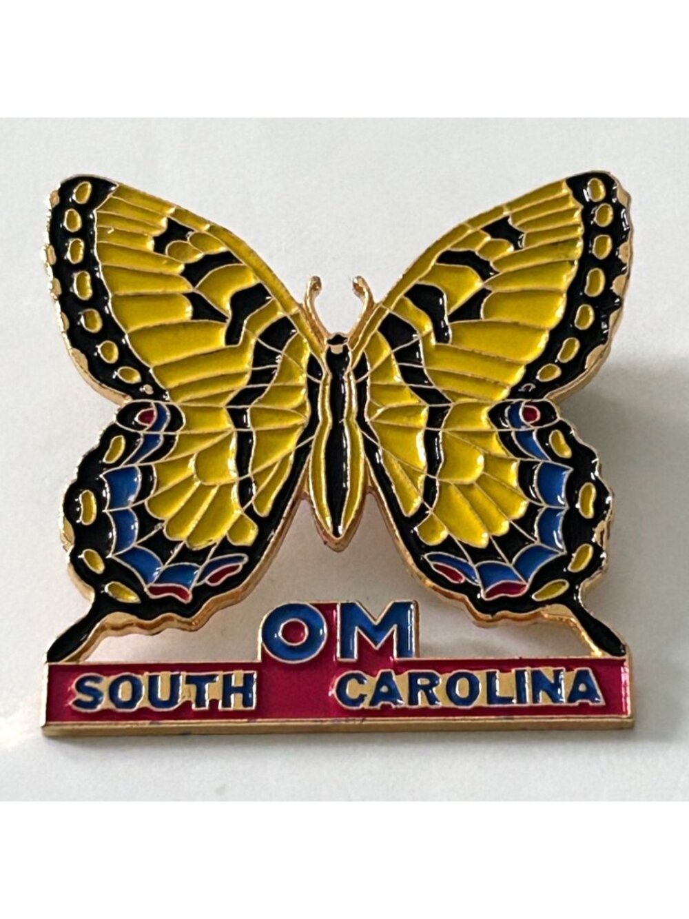 Vintage Odyssey of the Mind South Carolina Butterfly Lapel Pin OM OotM